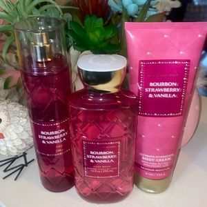 Bath and Bodyworks Bourbon Strawberry 🍓 & vanilla Gift Set Combo